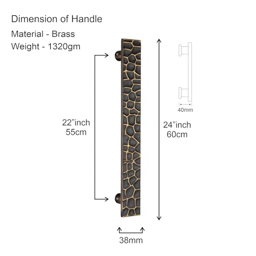 Image of COMPASS 24 inch Brass Main Door Handle | Door Handles for Main Door | Pull Handles for All The Doors of House | Office | Hotels | PH-GYT (Pack of 1, Antique Finish)