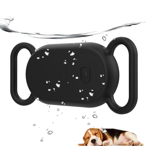 Image of Waterproof Dog Collar Holder Compatible with Samsung Galaxy SmartTag 2, Silicone GPS Tracker Hidden for Samsung Tag 2, Anti-Lost Dog Collar Smart Tag 2 Case(Black)