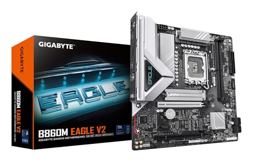 GIGABYTE B860M Eagle V2 Mainboard – Intel Core Ultra Serie Prozessoren, 6+1+2 Phasen VRM, bis zu 9066 MHz DDR5, 1x PCIe 5.0 + 1x PCIe 4.0 M.2, 2.5 GbE LAN, USB 3.2 Gen 1