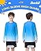 Runhit Boys Toddler Gradient Rash Guard Long Sleeve Swim Shirt Kids Breathable UPF 50+ Sun Protection UV Water Shirts SPF Quick Dry Rashguard Dark Blue-White S
