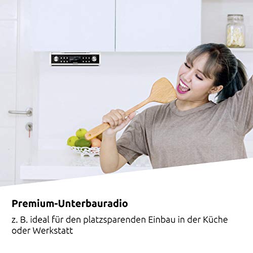 TechniSat DIGITRADIO 20 CD - Modernes & kompaktes DAB+ Küchen- & Badezimmerradio (Empfangstarkes UKW Unterbauradio mit CD Player & Uhr)