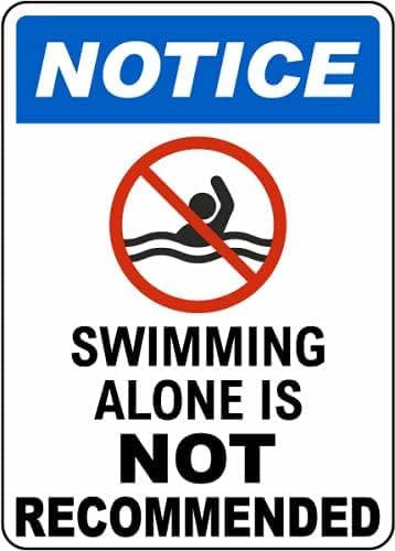 Warning Sign Pool Safety 8x12 inches Aluminum Tin Minimalist Style