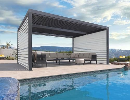 PURPLE LEAF Louvered Pergola 94AS 12' x 16' Outdoor Aluminum