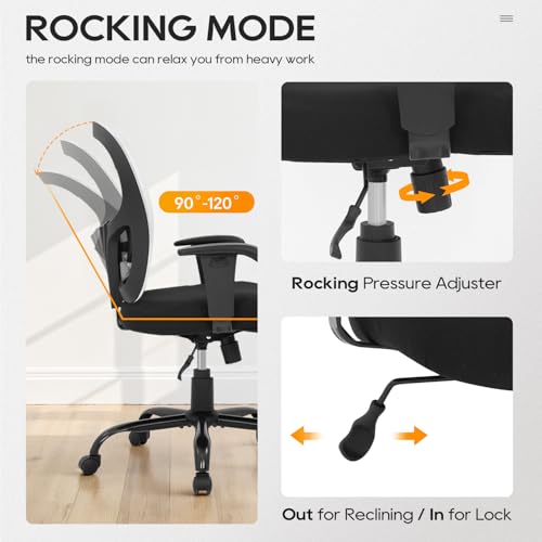 Image of BestOffice Big and Tall Office Chair 400lbs Desk Chair Mesh Computer Chair with Lumbar Support Wide Seat Adjust Arms Rolling Swivel High Back Task Executive Ergonomic Chair for Home Office, White