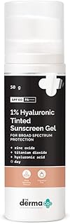 The Derma Co 1% Hyaluronic Tinted Sunscreen Gel with SPF 60 PA++++ | No White Cast | Lightweight | Broad Spectrum Protecti...
