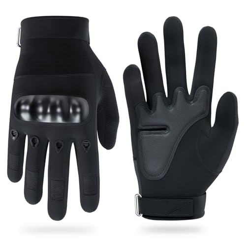Image of Pivalo Full Finger Bike Riding Gloves with Strong Protective Shells Anti-Skid Surface Breathable Material Glove for Motorcycle Cycling Climbing Mountaineering (Black, XL)