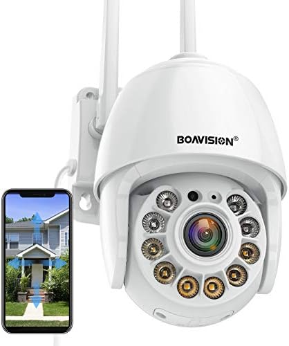 BOAVISION Security Camera Outdoor, Wireless WiFi IP Camera Home Security System 360° View,Motion Detection, auto Tracking,Two Way Talk,HD 1080P pan Tile Full Color Night Vision