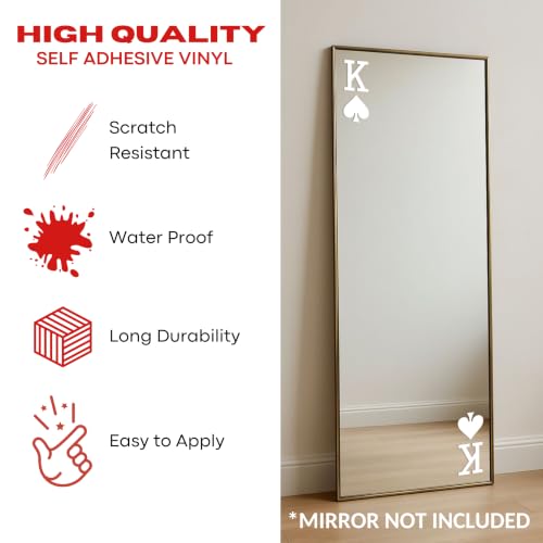 Image of Sticker for Glass & Mirrors| Minimal Vinyl Decal for Bedroom Bathroom & Cafe | Self-Adhesive Waterproof Quote Aesthetic Mirror Sticker | No Mirror Included (King of Spades, Small, Matt White)