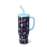 Picture of Swig Life 30oz Mega Mug, 30oz Tumbler with Handle and Straw, Large Insulated Tumblers, Cup Holder Friendly Travel Mug, Stainless Steel 30 oz Tumbler, Reusable Water Bottle (Miss Independence)