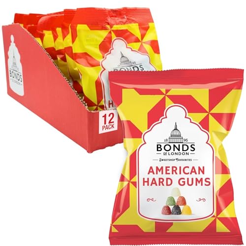 Bonds of London American Hard Gums Bags 130 g (Pack of 12)