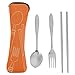 Zestaw zastawy stołowej, wykonany ze stali nierdzewnej Zestaw zastawy stołowej na prezenty na podróż na zewnątrz, piknik(Pomarańczowy)