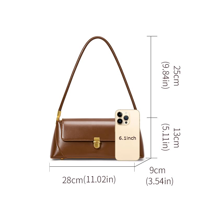 Genuine leather cowhide women's shoulder bag with flap buckle detachable simple underarm purse messenger bag2