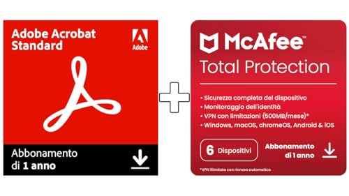 Adobe Acrobat Standard & McAfee Total Protection |6 dispositivo 2025| 12 mesi | Download digitale