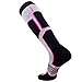 Pure Athlete Snowboard Socks - Comfortable Warm Outdoor Socks for Skiing and Snowboarding - Warm Board Socks, Ski Socks for Men and Women (Black-White-Neon Pink, Small)