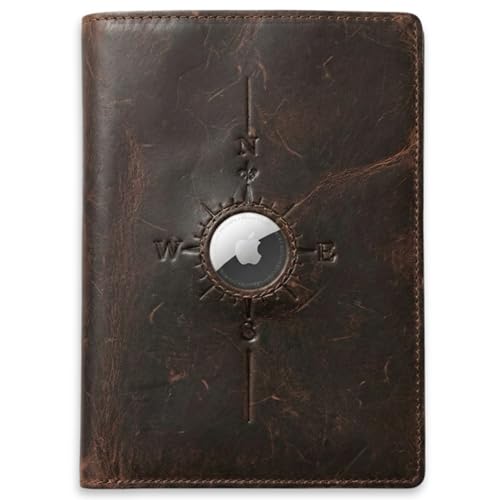 SETTINI® Leather RFID Passport Holder Wallet with AirTag Slot for Travel