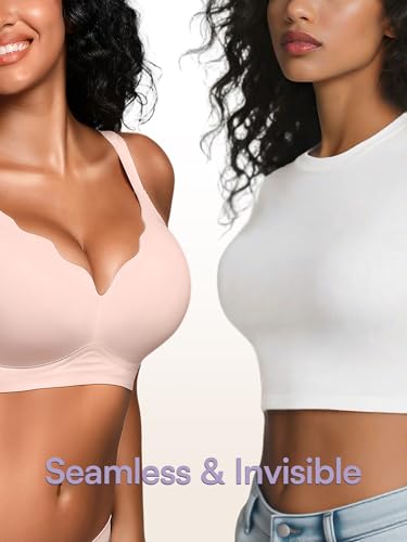 Image of Seamless Jelly Bras for Women No Underwire with Support - Wireless Bralettes Everyday Full Coverage Comfort Tshirt Bra