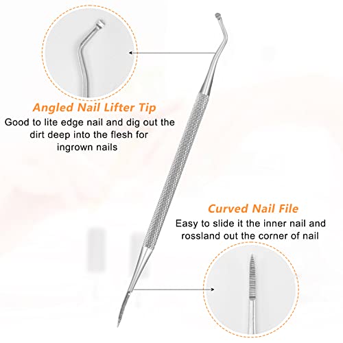 Cgbe Stainless Steel Nail Files , Double Sided Metal Nail Files With Anti-Slip Handle, Glass Nail File And Nail Lifters Reusable Manicure Filer For Natural Nails, Great For Home Salon Or Travel Use #TOP5