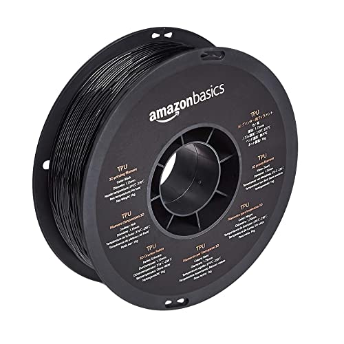Amazon Basics Filament TPU pour imprimante 3D, 1.75 mm, Noir, bobine de 1 kg