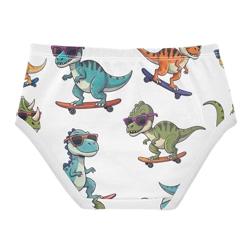 Cartoon Dinosaurs Skateboards White Cute Panties Girl Girls Underwear Toddler Cotton Animals Briefs Girls Undies 2t2