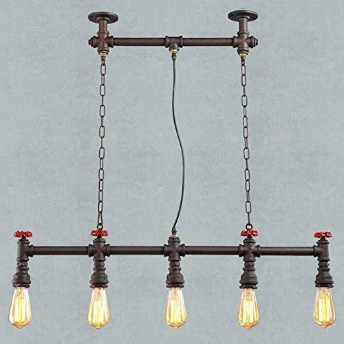 Pendelleuchte Industrielle Rohr Kronleuchter Vintage 5 Lichter Retro Kreative Semi Flush Mount Deckenleuchten mit Ventil in offener Glühbirnenart, Rost Cover