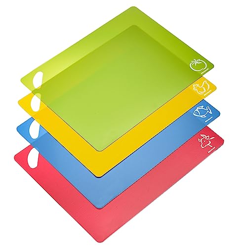 Westmark Schneidmatten Practico – Set aus 4 Schneidebrettern, Schneidematten für Fleisch, Fisch, Gemüse und Geflügel, Schneidunterlage spülmaschinengeeignet – Kunststoff, 4 Stück