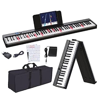 Clavier de Piano 88 Touches Pliant Clavier Électronique, Clavier Portable Semi-lesté avec Touches éclairées MIDI Autocollants de Piano Sac de Piano, pour Enfants et Adultes, Cadeau D’anniversaire - Les Beatles, Paul McCartney, John Lennon, RIngo Starr, George Harrison