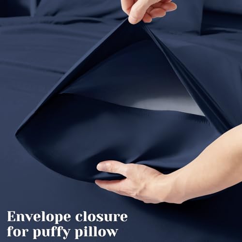 BYSURE 6 Pieces Bed Sheets Set(Full, Blue Navy) - Hotel Luxury Super Soft 1800 Thread Count 100% Microfiber Sheets with Deep Pockets, Wrinkle & Fade Resistant by BYSURE - Used condition - Image 5