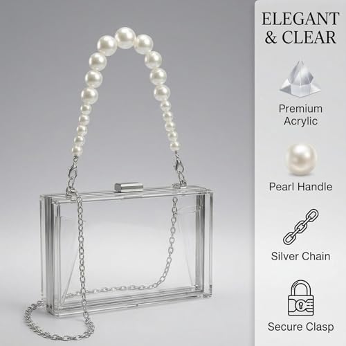 Image of Ladies Clear Acrylic Moon and Star Rhinestone Chain Bag Sparkly Transparant Clutch Purse for Women Evening