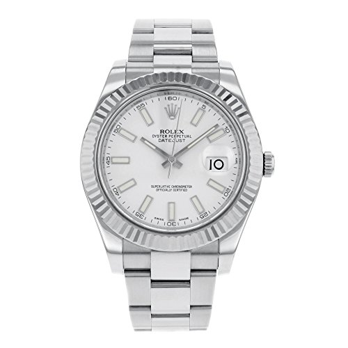 Rolex Datejust II White Dial 18k White Gold Stainless Steel Oyster Bracelet Mens Watch 116334WSO