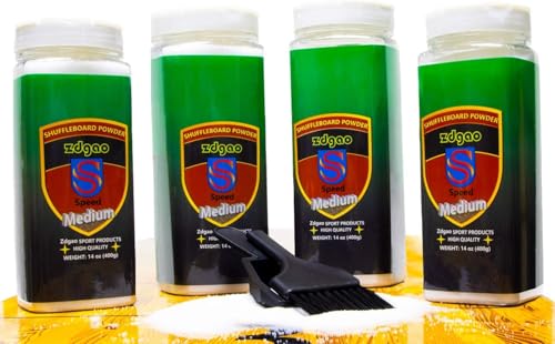 YDDS Shuffleboard Wax - Shuffleboard Sand 4 Pack with Mini Brush and Dustpan Set (4 x 14oz)
