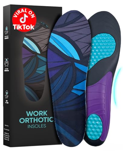 Image of CRUVHEAL Work Orthotic Insoles - Anti Fatigue Medium Arch Support Shoe Insert Men Women - Plantar Fasciitis Flat Feet - Relieve Foot Pain - Work Boot Insoles Standing All Day (Women)