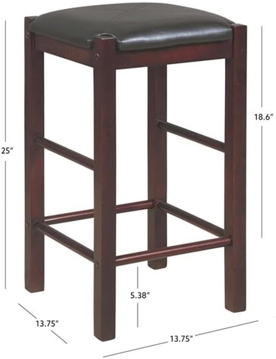 Linon Tifton Set of 2 25" Backless Wood Faux Leather Counter Stools in Espresso
