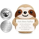 Tixlux Pocket Hug Anti Stress Faultier, Kreative Strickwolle Faultier Puppe und Kleine Umarmung Glücksbringer, Entspannungs Geschenk, Gute Besserung, Weihnachten