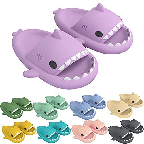 Chagoo Unisex Hai Schlappen, Sommer Schnell Trocknende Cloud Shark Slides, Super Weiche Und Bequeme Hai Hausschuhe für Drinnen Und Draußen Geeignet (Lila, Numeric_44) Cover
