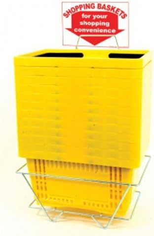 Yellow Shopping Baskets with Plastic Handles Size 16 - Set of 12