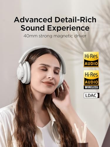 Image of 1MORE Wireless Bluetooth Noise-canceling Headphones - HQ31 SonoFlow SE Over-Ear Headphones with Hi-Res Audio, 90H Playtime, Clear Calls, Preset EQ Via App, Comfort for Home Office Travel(Oat White)