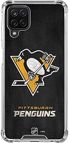 Skinit Clear Phone Case Compatible with Galaxy A12 - Officially Licensed NHL Pittsburgh Penguins Distressed Design