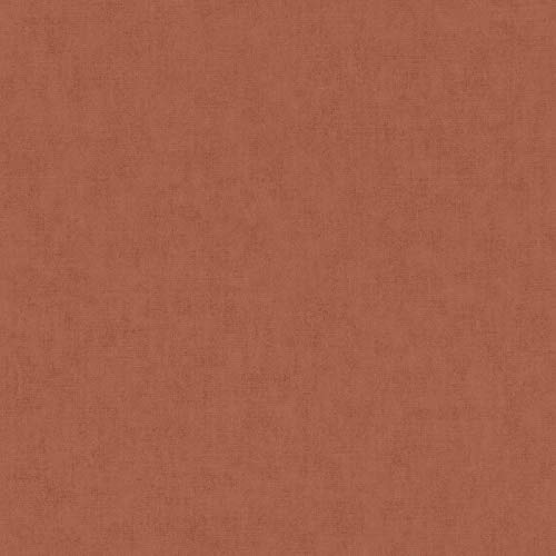 Papier peint uni rouge terre cuite pour cuisine | Tapisserie intissée idéale pour entrée & couloir | Papier peint intissé rouge chambre