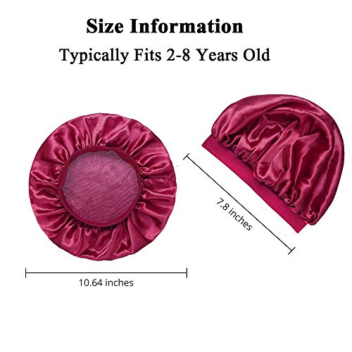 Dayavo 5 Pieces Kids Satin Bonnets Wide Band Silk Bonnet Night Sleep Cap Toddler Hair Bonnet Sleeping Hat For Natural Hair Kids Children Infant Newborn Babies Girls, Yellow, Purple,Pink,Royal Blue,Mary Red, One Size #TOP2