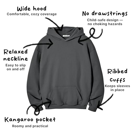 Image of Ohoo Youth French Terry Pullover Hoodie - 100% Cotton Pre-Shrunk Soft Midweight Sweatshirt for Boys Girls