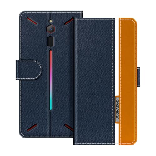 UOGNADGD Lederhülle Kompatibel mit ZTE Nubia Red Magic Mars RNG Klappbares Portemonnaie-Hülle mit Magnetverschluss Ständer & Kartenfächern stoßfestem Schutz (Blau)