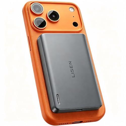 LISEN Slim Qi2 Certified Magnetic Power Bank Wireless Portable Charger for iPhone,Magsafe Battery Pack 10,000mAh Fast Charging Portable Charger with 27W C Port Designed for iPhone 17/16/15/14/13/12