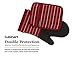 Cuisinart Neoprene Oven Mitts and Potholder Set-Heat Resistant Oven Gloves to Protect Hands and Surfaces with Non-Slip Grip, Hanging Loop-Ideal for Handling Hot Cookware Items, Twill Stripe Red Dahlia