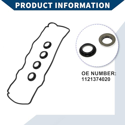 Image of No.1121374020 Valve Cover Gasket with Spark Plug Seals for Toyota RAV4 4 Cyl 2.0L 1996-2000 / Cylinder Head Valve Seal Gasket /Durable Rubber / 1 Set