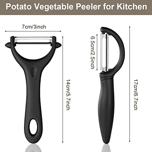 Auauy 2Pcs Potato Peeler, Y And I-Shaped Swivel Vegetable Peeler Set, Fruit Peeler For Kitchen, Non-Slip Grip Peeler, Ergonomic Handle Sharp Blade Stainless Steel Peeler（Black） #TOP1