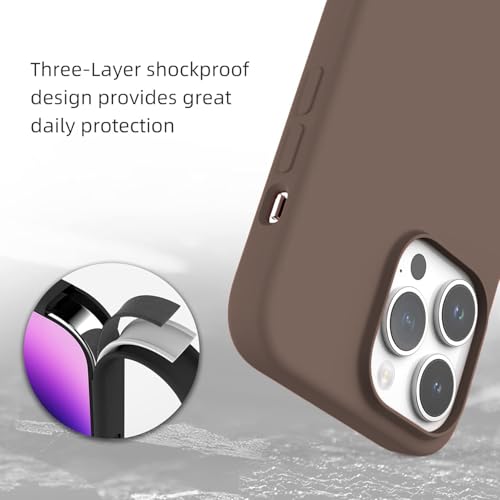 Image of DIZORO Microfiber Candy Case Compatible for iPhone 13 Pro Max, Shockproof Slim Back Cover Liquid Silicone Case - Brown