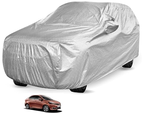 Image of Auto Hub Waterproof Car Cover Compatible with Tata Tigor with Mirror Pocket, Soft Cotton Lining, Waterproof Tigor Car Cover- Metallic Silver