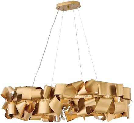 Fredrick Ramond Delfina Large Linear Chandelier - Modern Abstract, 6-Light - Deluxe Gold Finish
