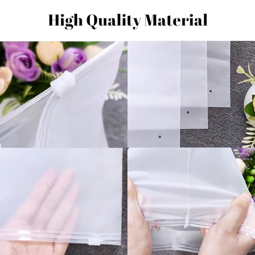 Custom 50-500PCS Frosted Zipper Plastic Bag, Personalized Clothes Packaging Bags with Your Design for Shipping, Clear Apparel Bag for T-Shirt, Shirt, Document (15.75\"X11.81\"(40X30CM))