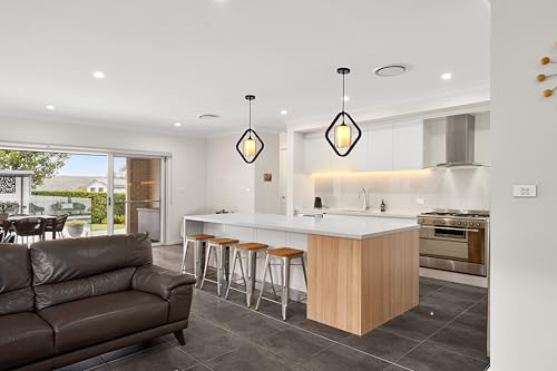 Image of Sleek Wooden and Glass Pendant Light Fixture - Elegant and Contemporary Lighting for Modern Interiors |Black|